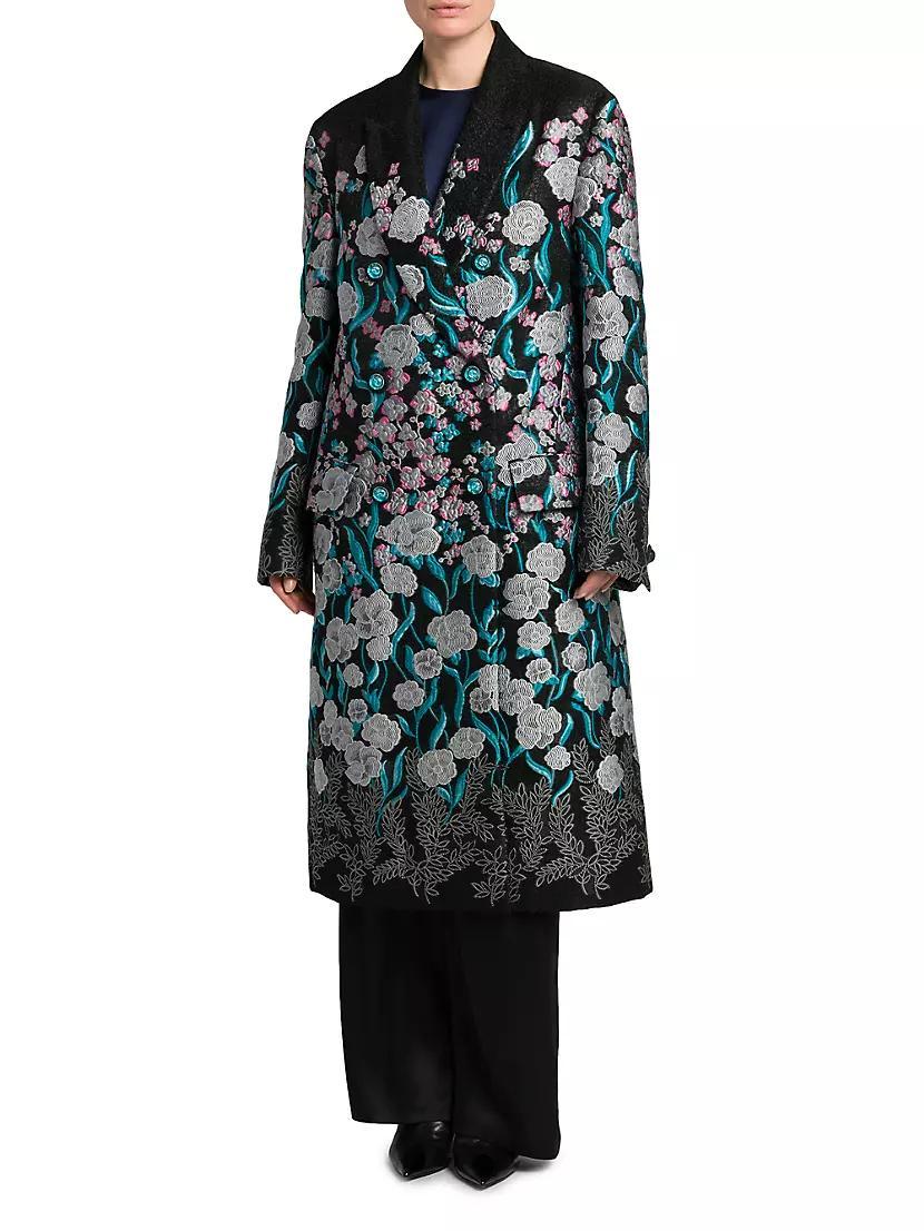 Floral Embroidered Long Peacoat Product Image