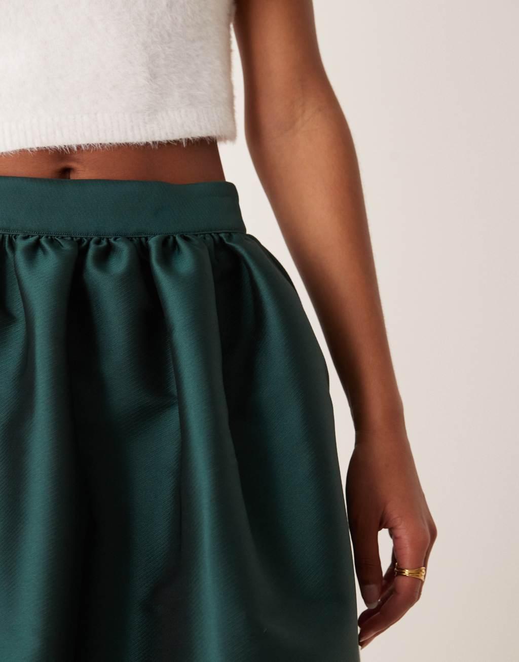 ASOS DESIGN volume occasion maxi skirt in dark green Product Image