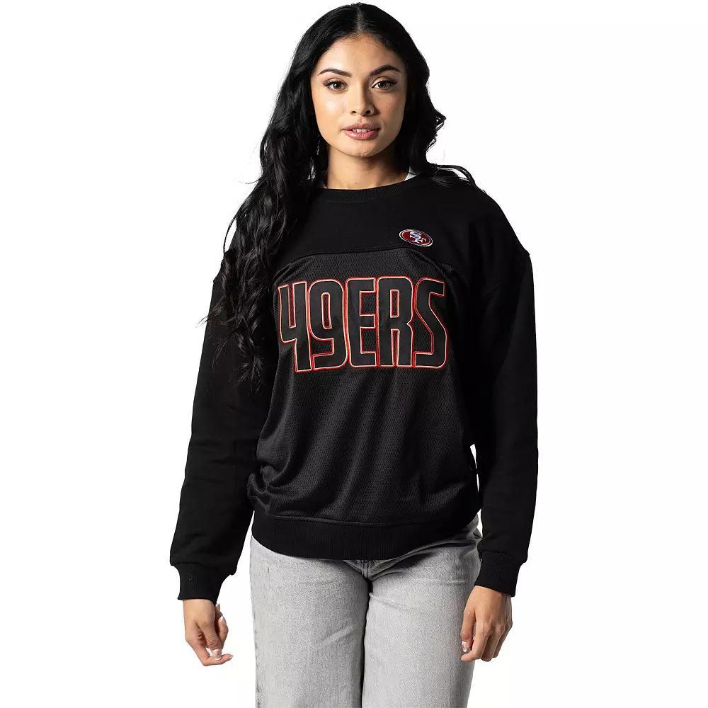 Women's The Wild Collective Black San Francisco 49ers Long Sleeve Knit Pullover Sweatshirt, Size: Large Product Image