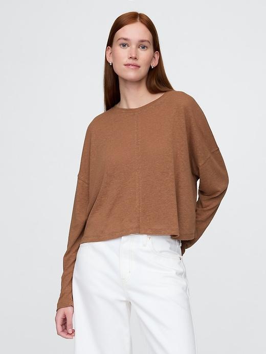 Oversized Linen-Blend Swing Top Product Image