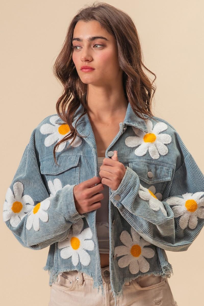 FLOWER PATCHES WASHED CORDUROY JACKET Product Image