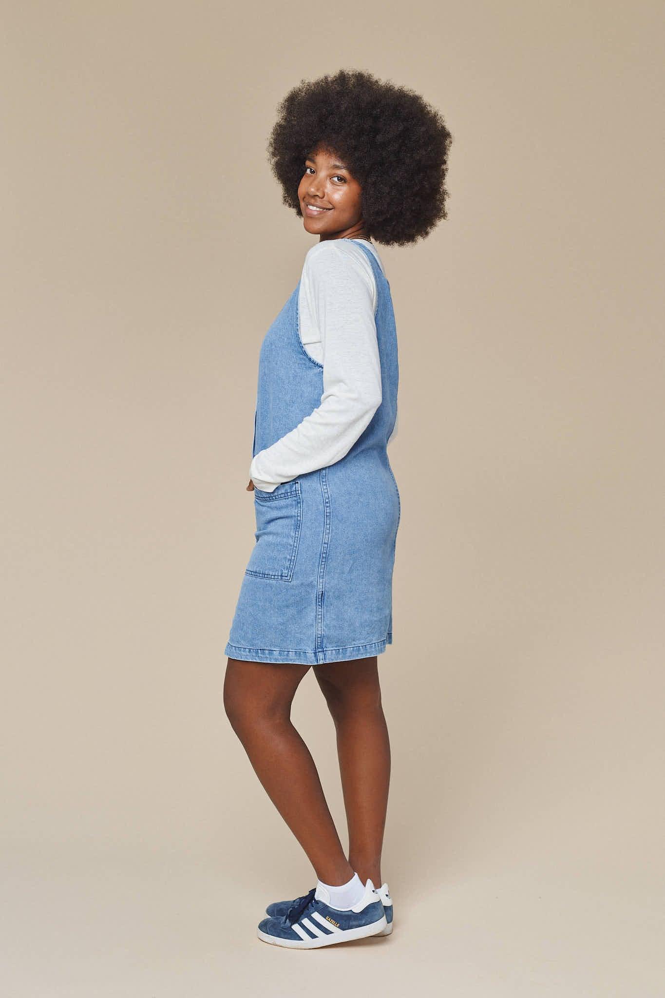 Denim Jumper Dress Female Product Image