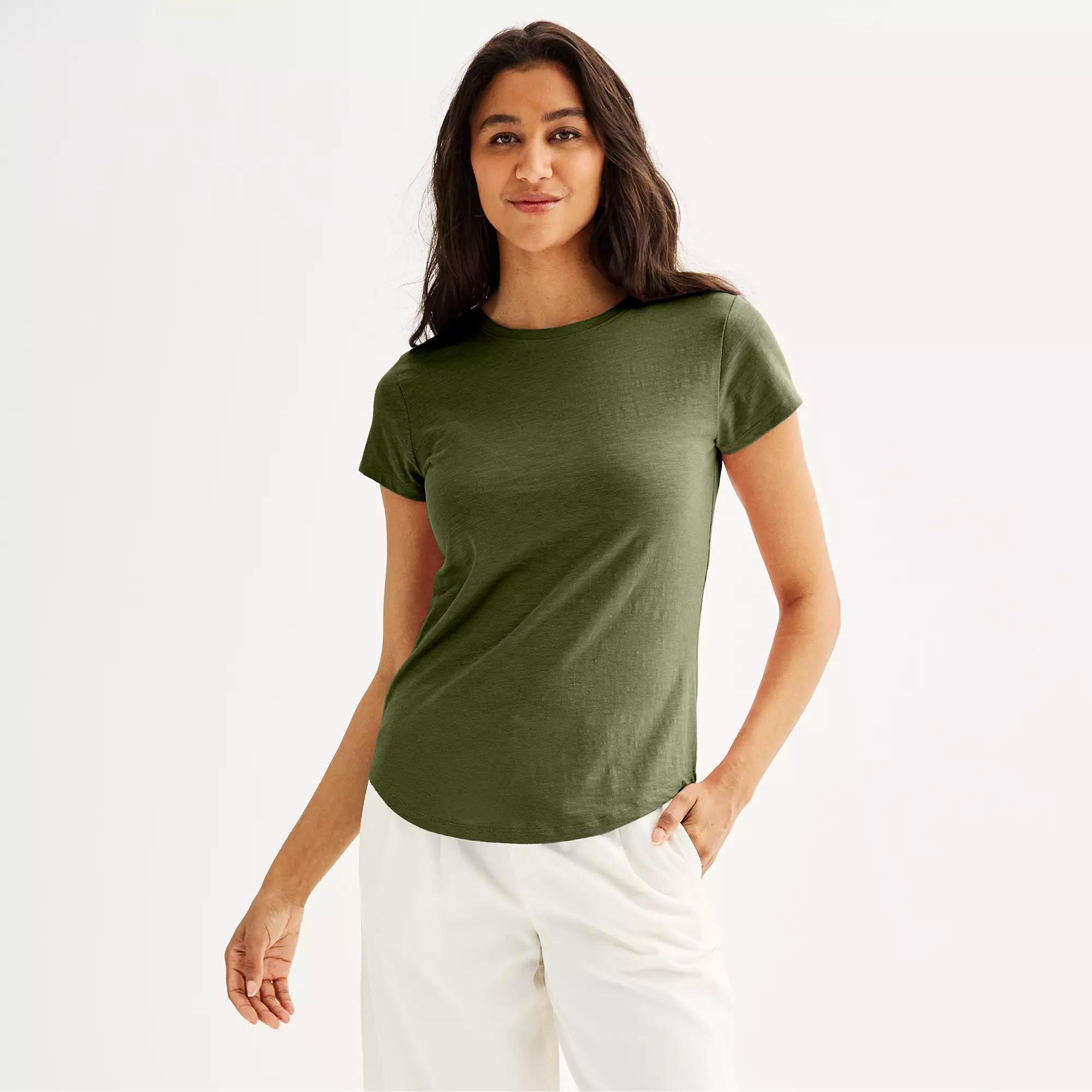 Women's Sonoma Goods For Life® Short-Sleeve Crew Tee, Size: XL, Olive Black Product Image