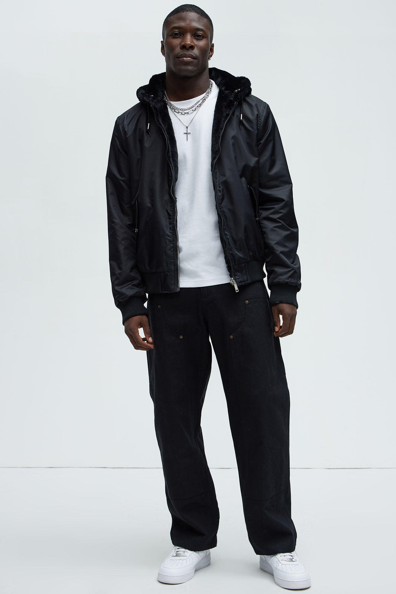 Night Out Reversible Bomber Jacket - Black Product Image