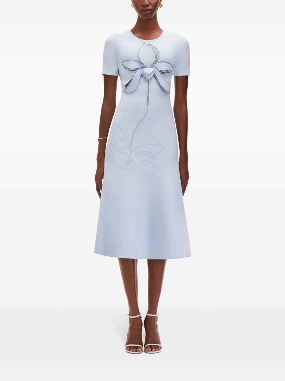 Orchid embroidered jacquard midi dress Product Image