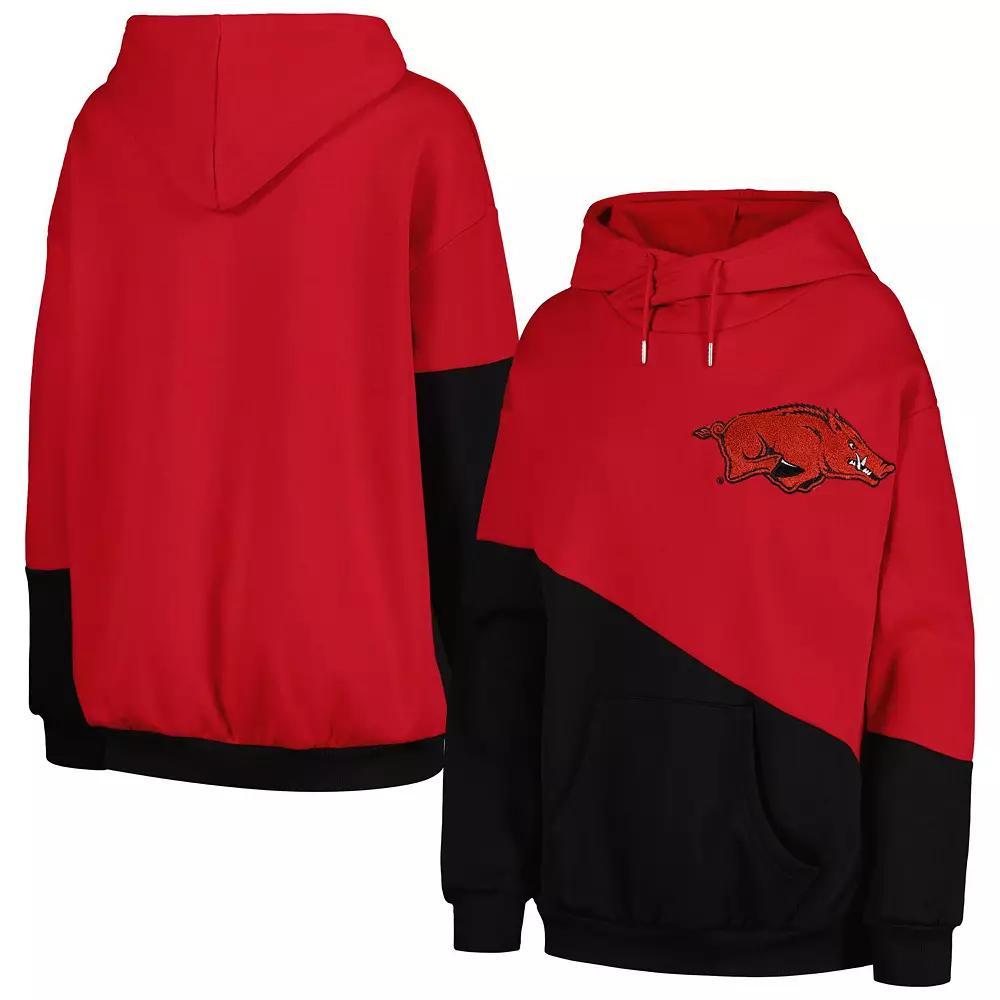 Women's Gameday Couture Cardinal/Black Arkansas Razorbacks Matchmaker Diagonal Cowl Pullover Hoodie, Size: Large, Red Product Image