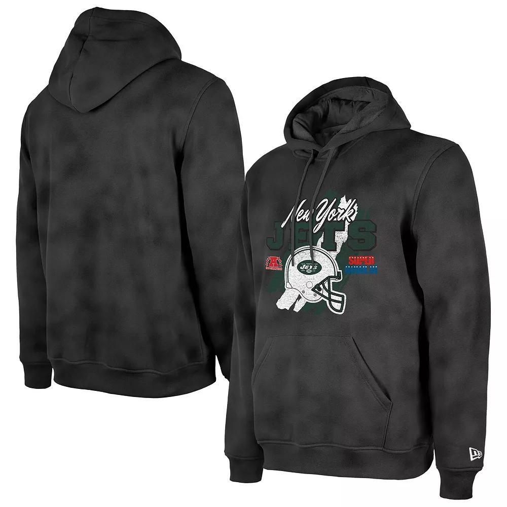 Men's New Era Black New York Jets Identity Helmet Enzyme Washed Pullover Hoodie,  Product Image