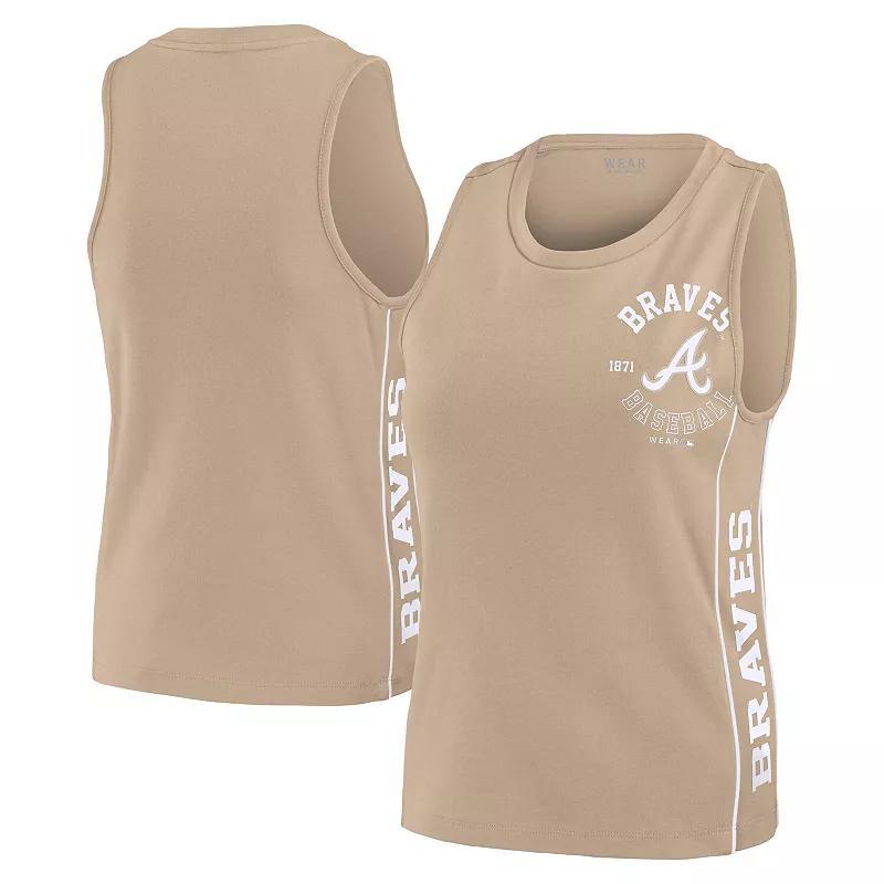 Women's WEAR by Erin Andrews Tan Atlanta Braves Tonal Tank Top, Size: Medium, Team Product Image