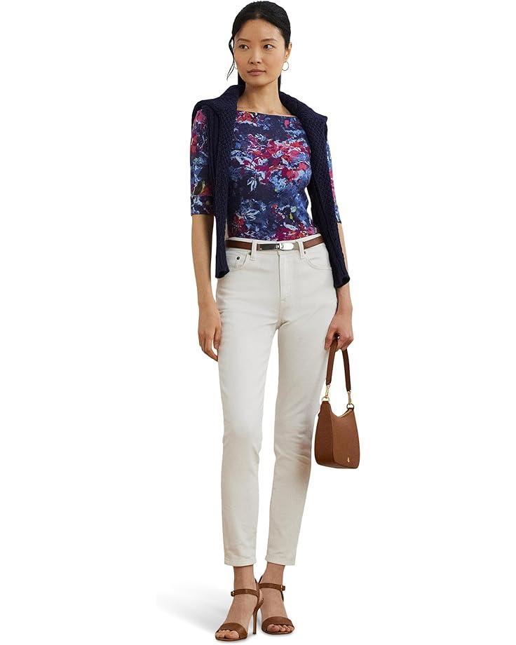 Floral Stretch Cotton Boatneck Tee Product Image