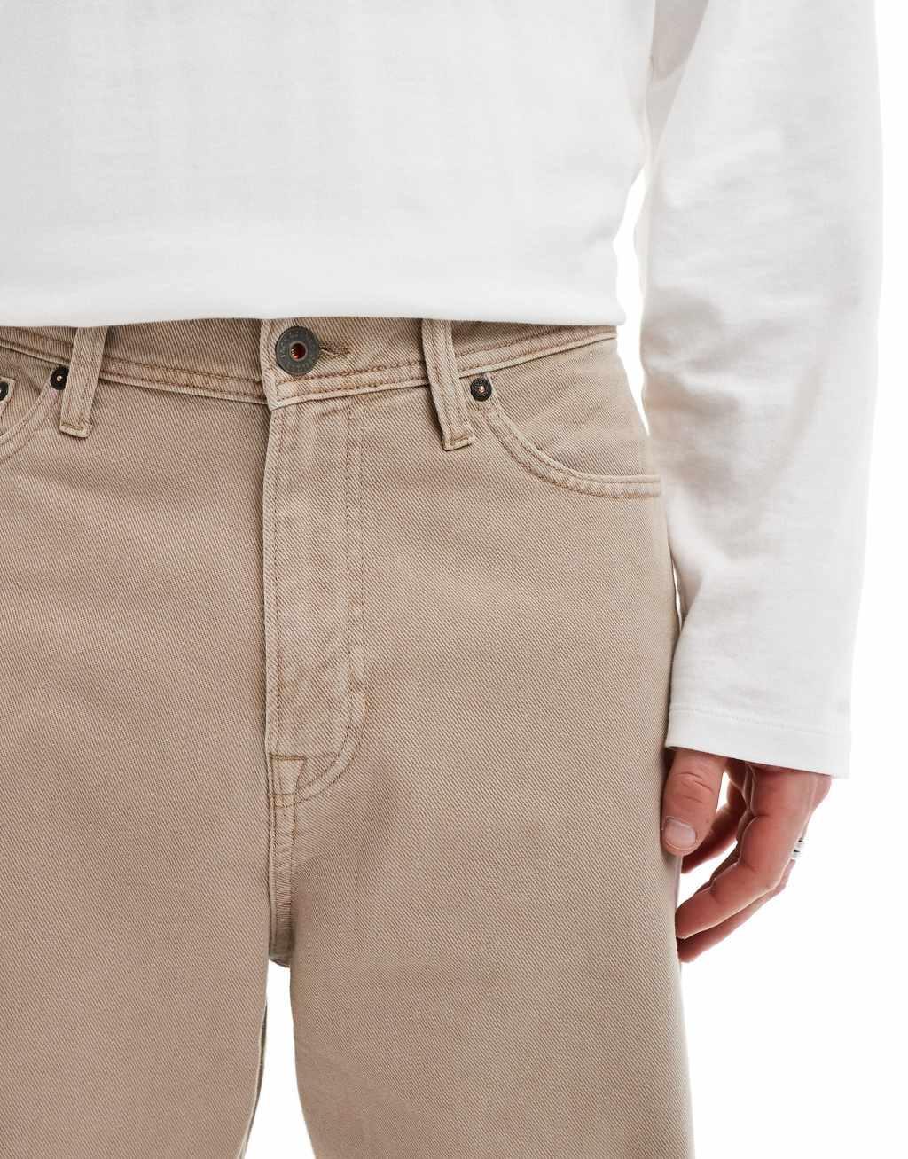 Jack & Jones Alex wide fit pants in beige Product Image