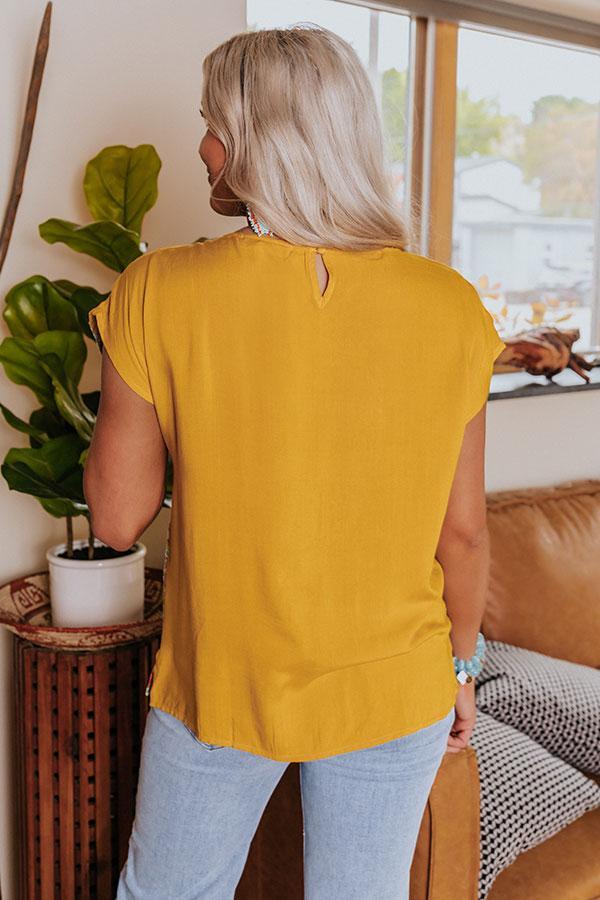 Patio Luxury Embroidered Top In Mustard Product Image
