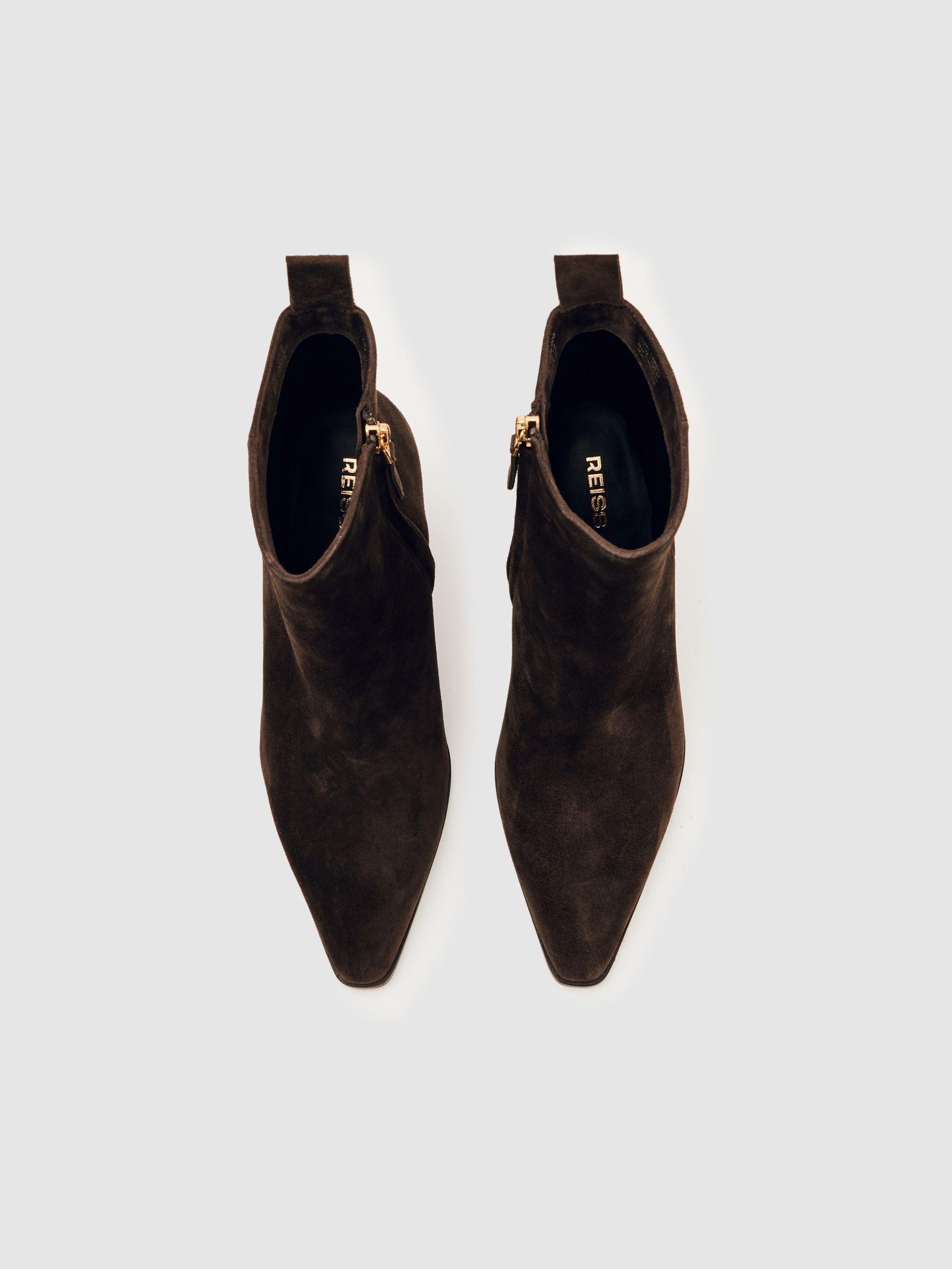 Suede Block-Heel Ankle Boots in Chocolate Product Image