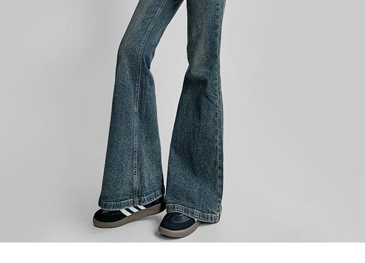 High Rise Washed Flared Jeans Product Image