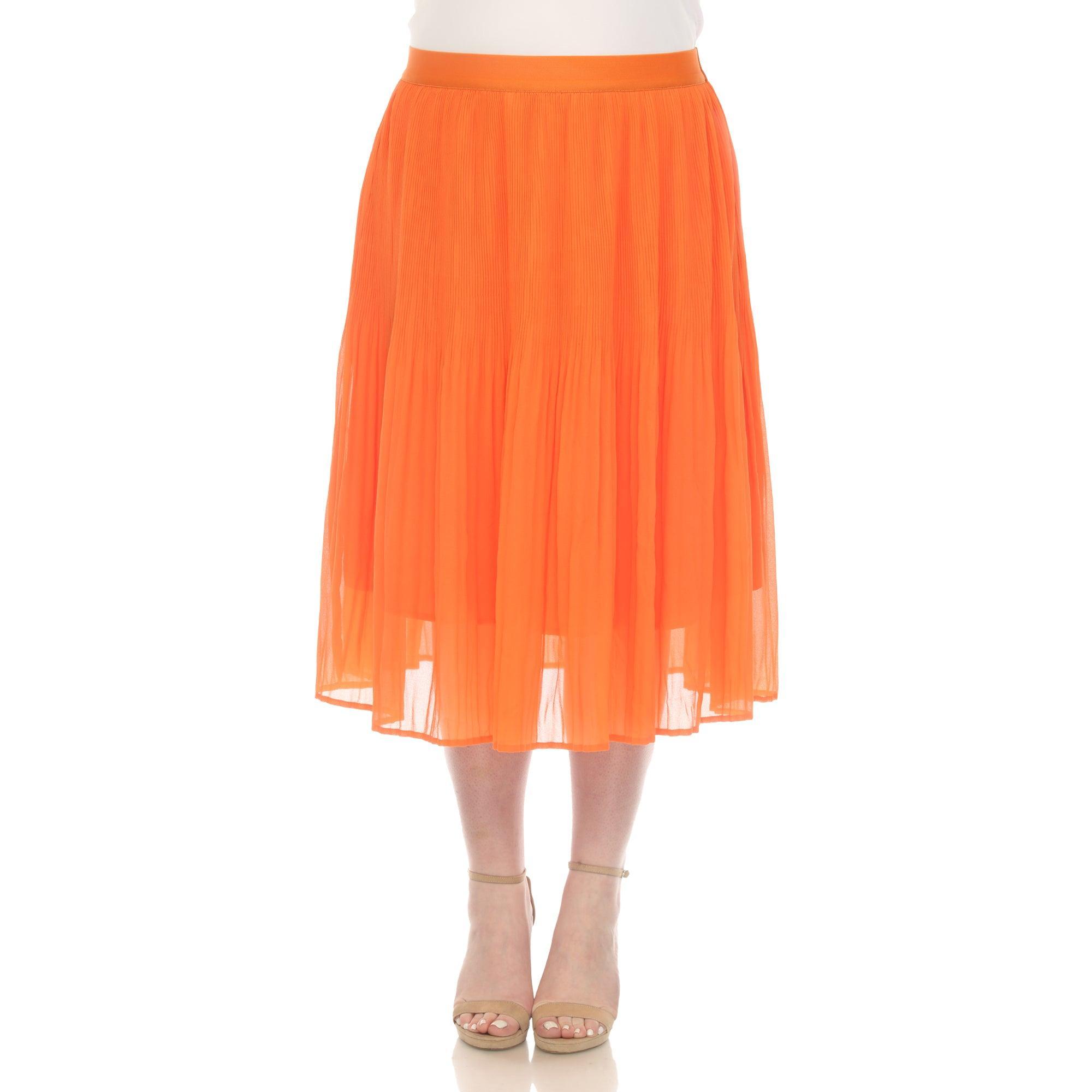 Plus Size Pleated Chiffon Midi Skirt Product Image
