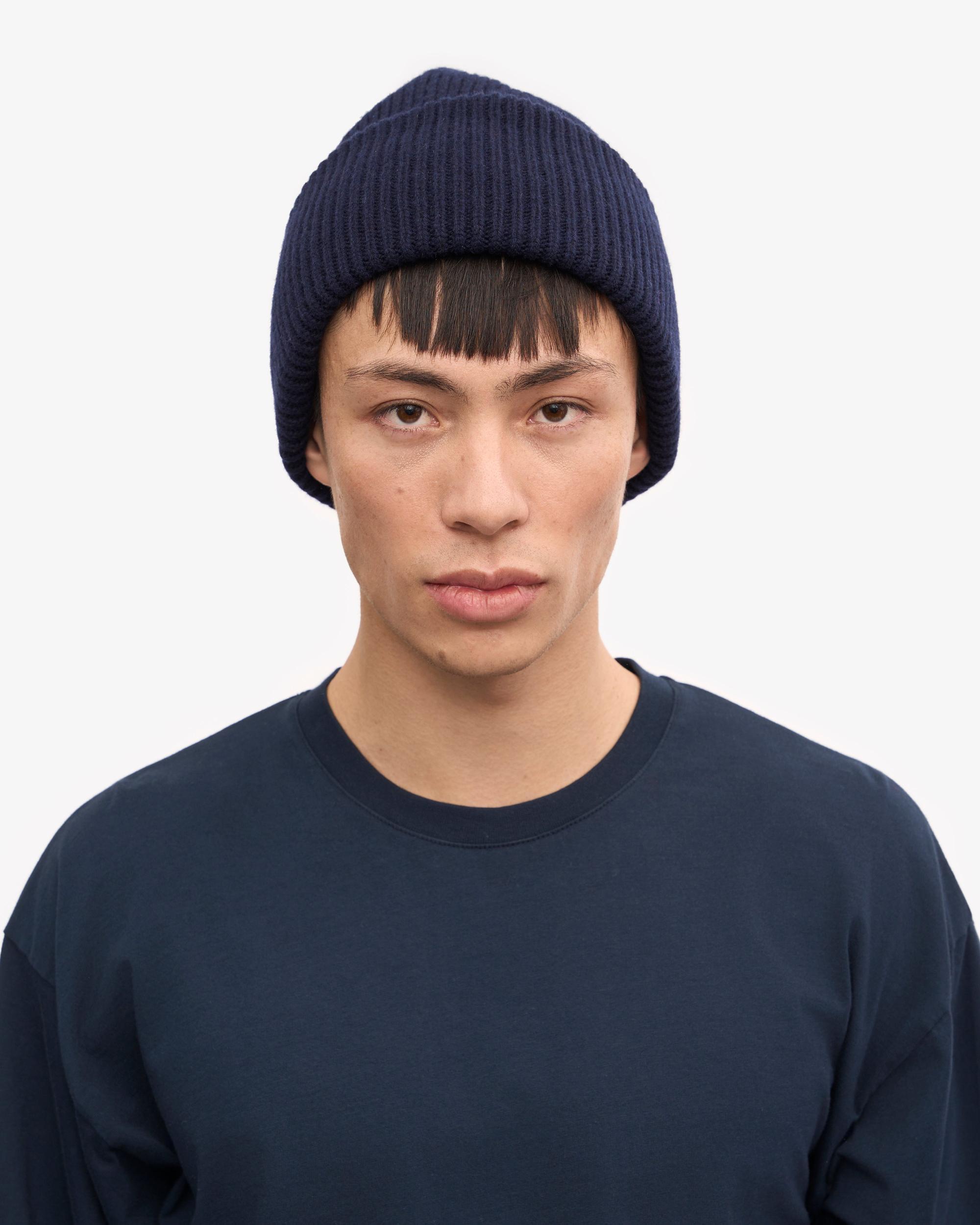 Merino Wool Hat - Navy Blue Product Image