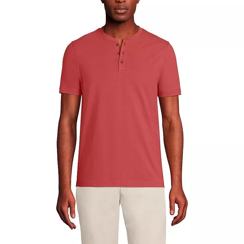 Men's Lands' End Short Sleeve Supima Jersey Henley Top,  Product Image
