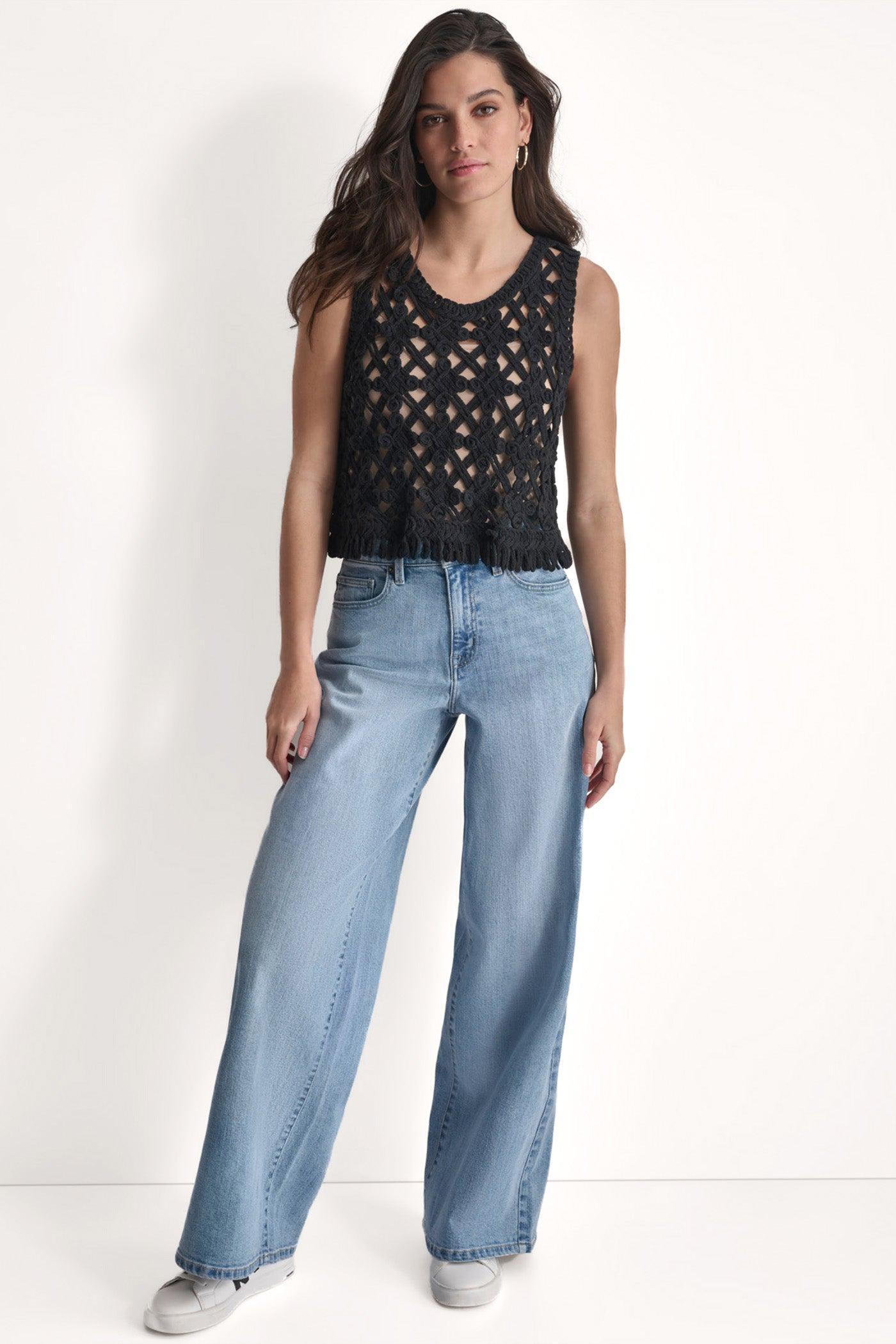 CROPPED FRINGE CROCHET TANK Product Image