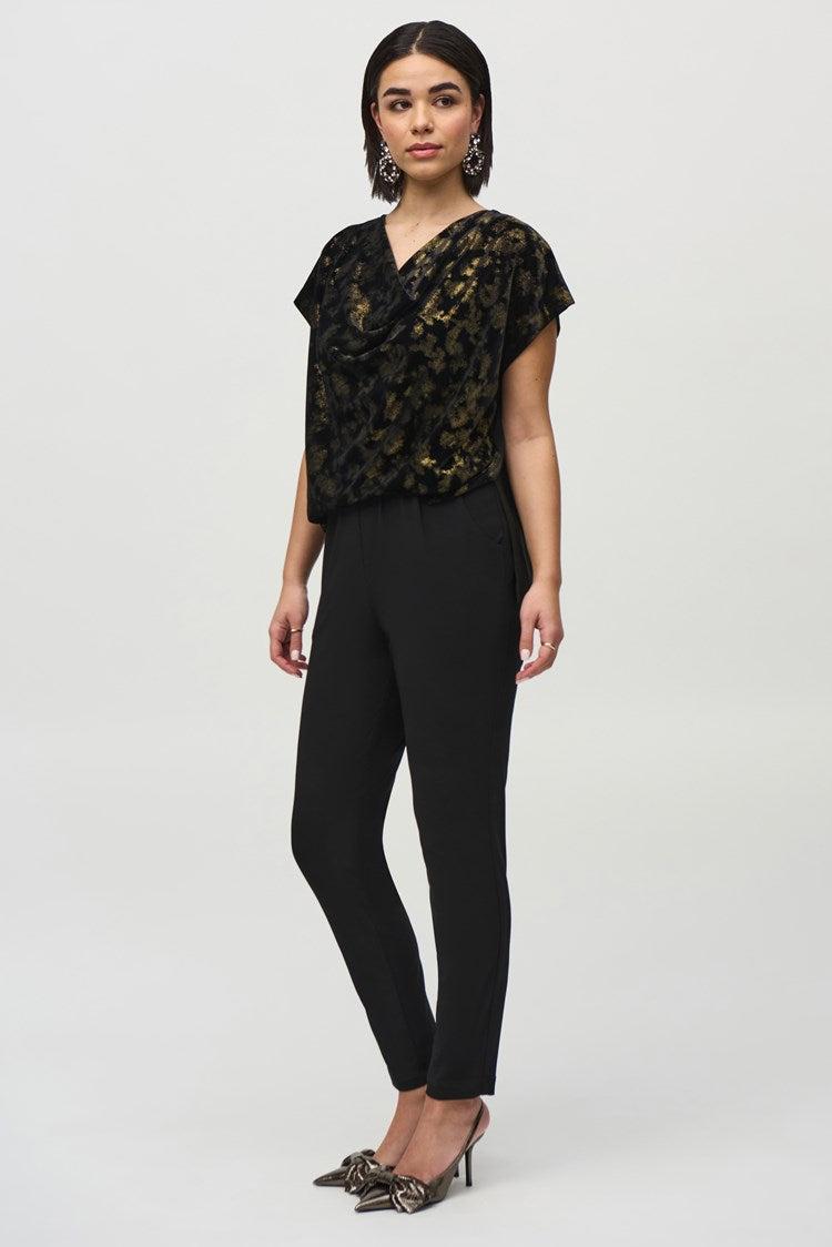 Silky Knit And Foiled Velvet Jumpsuit Product Image