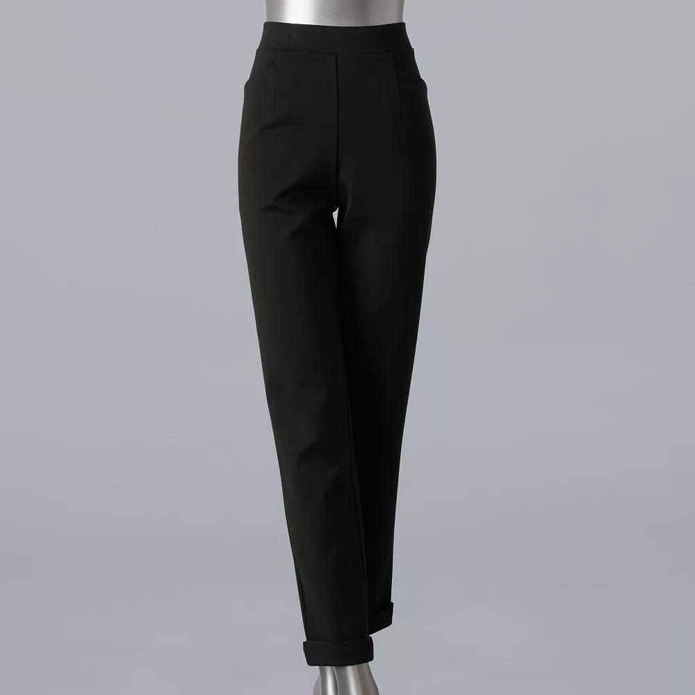 Women's Simply Vera Vera Wang Tapered Ankle Ponte Pants, Size: Small, Black Product Image