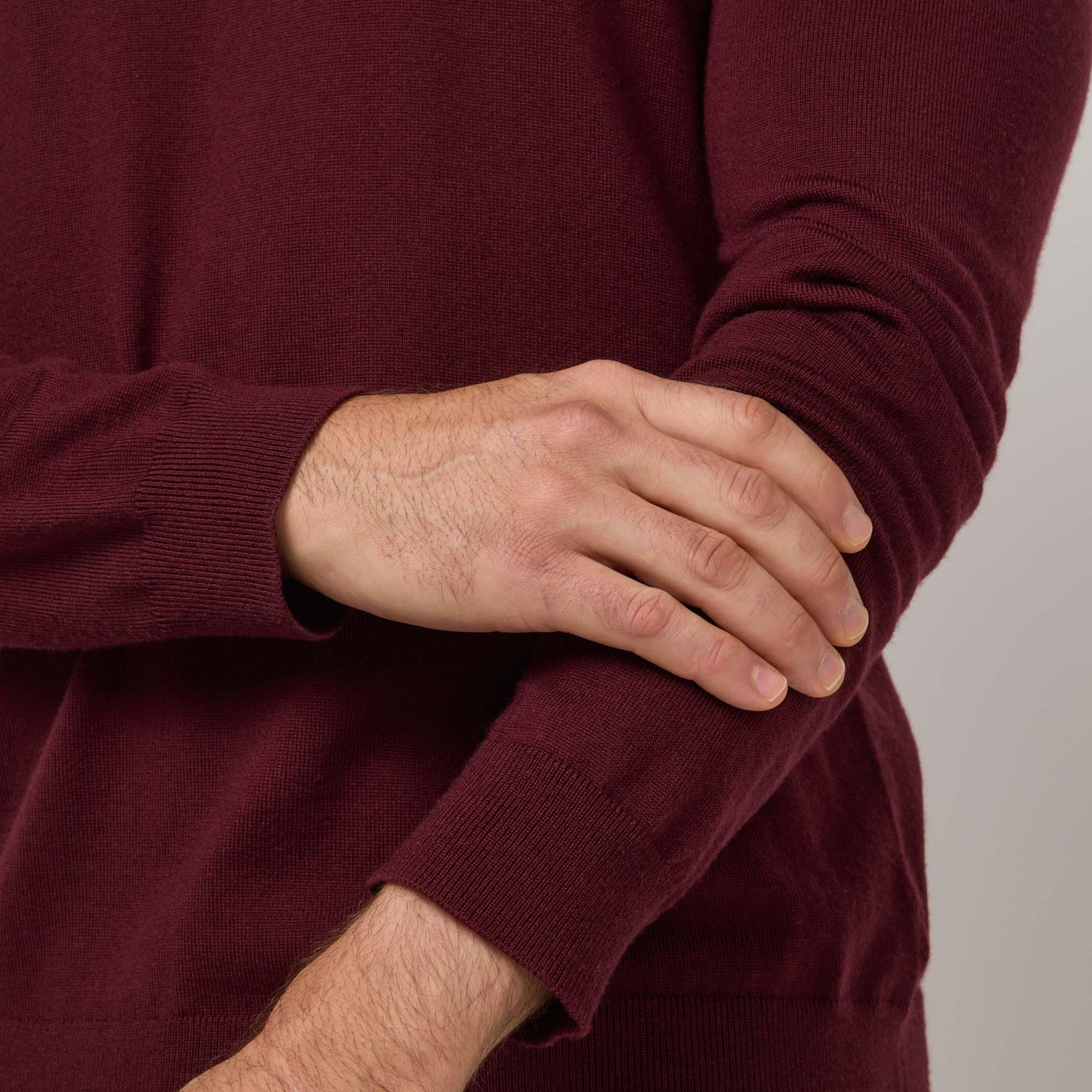 Merino Wool Long Sleeve Polo | Burgundy Product Image