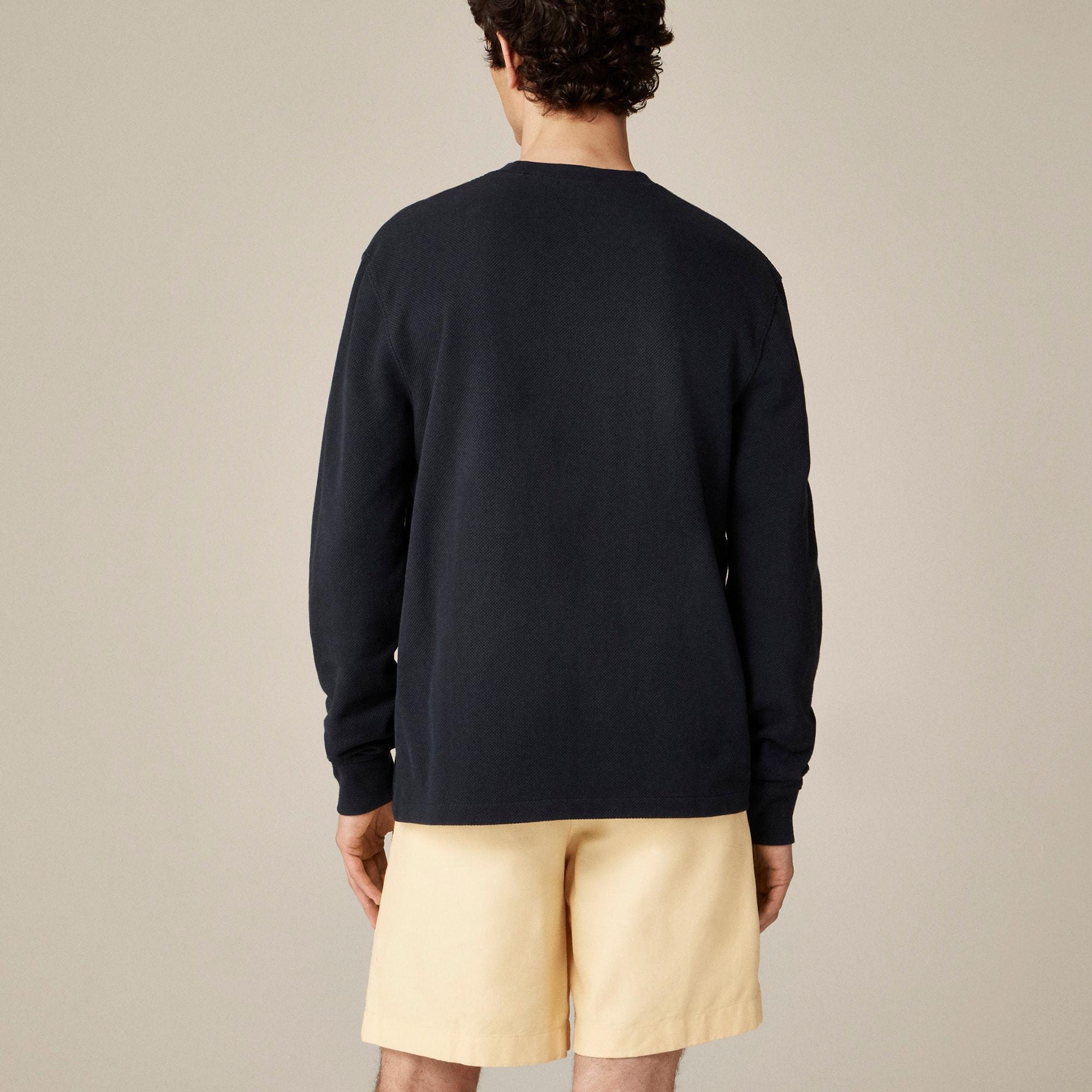 Long-sleeve macropiqué cotton T-shirt Product Image