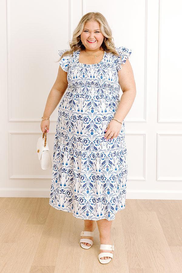 Garden Villa Floral Smocked Midi Dress Curves Product Image