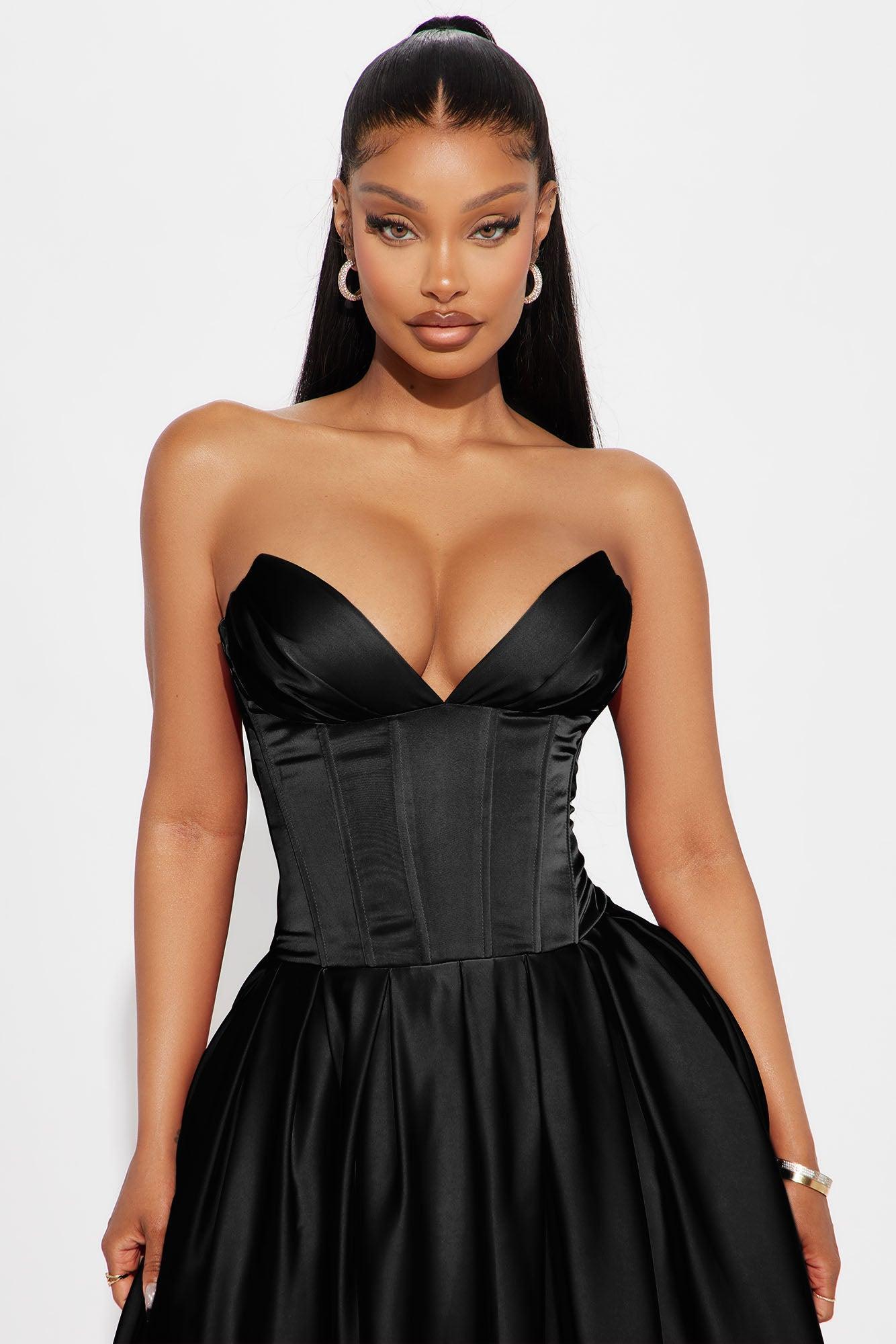 Bridgette Satin Maxi Dress - Black Product Image