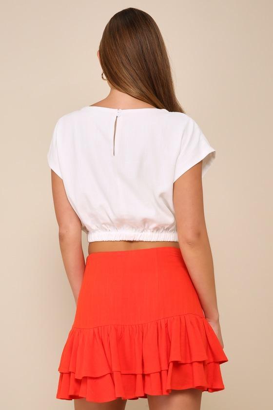 Perfect Concept Bright Red Tiered Mini Skirt Product Image