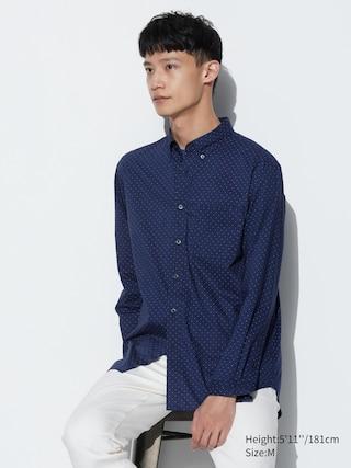 Mens Broadcloth Shirt Dotted Blue 2XL UNIQLO US Product Image