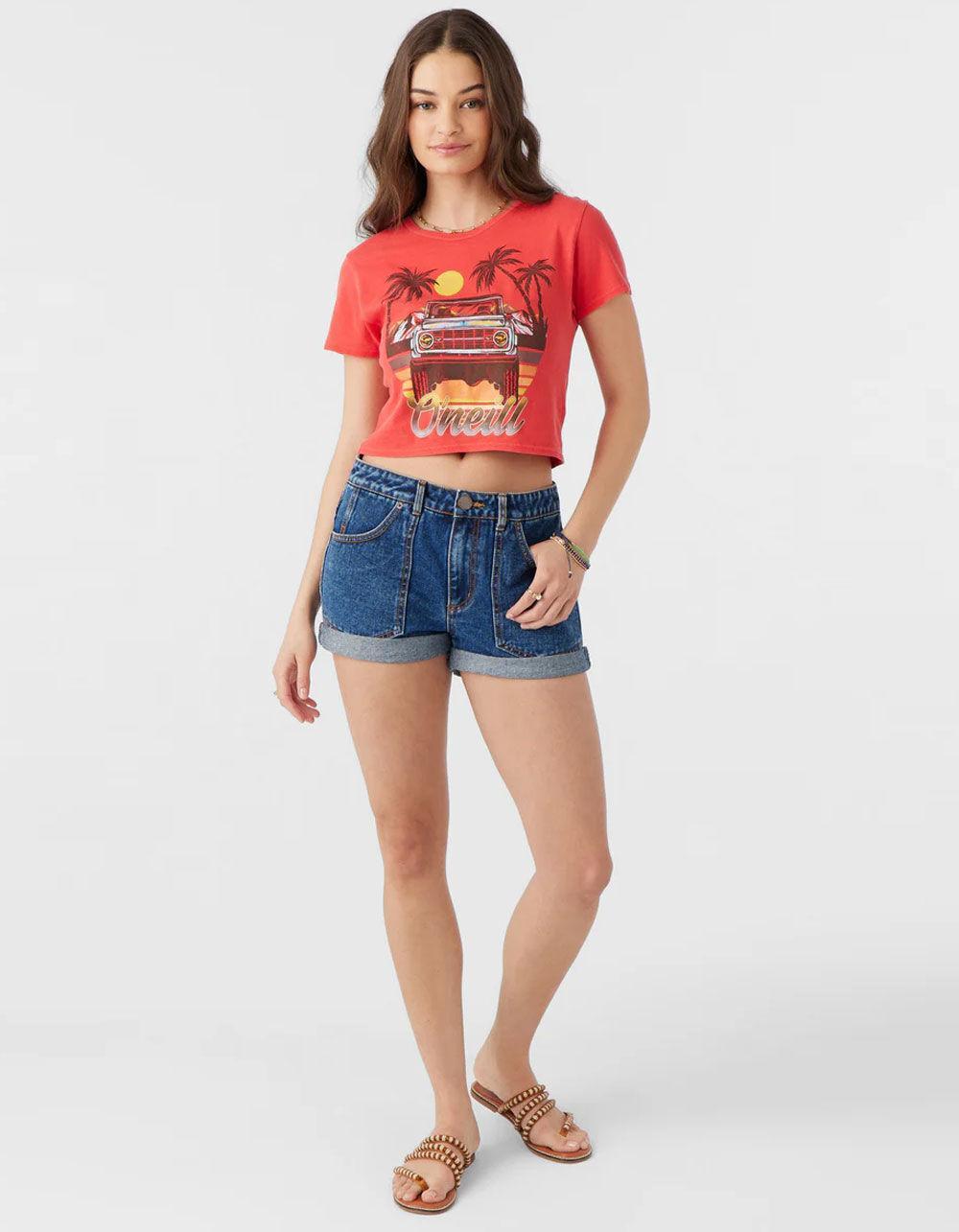 O'NEILL Drive Wild Womens Crop Baby Tee - RED Product Image