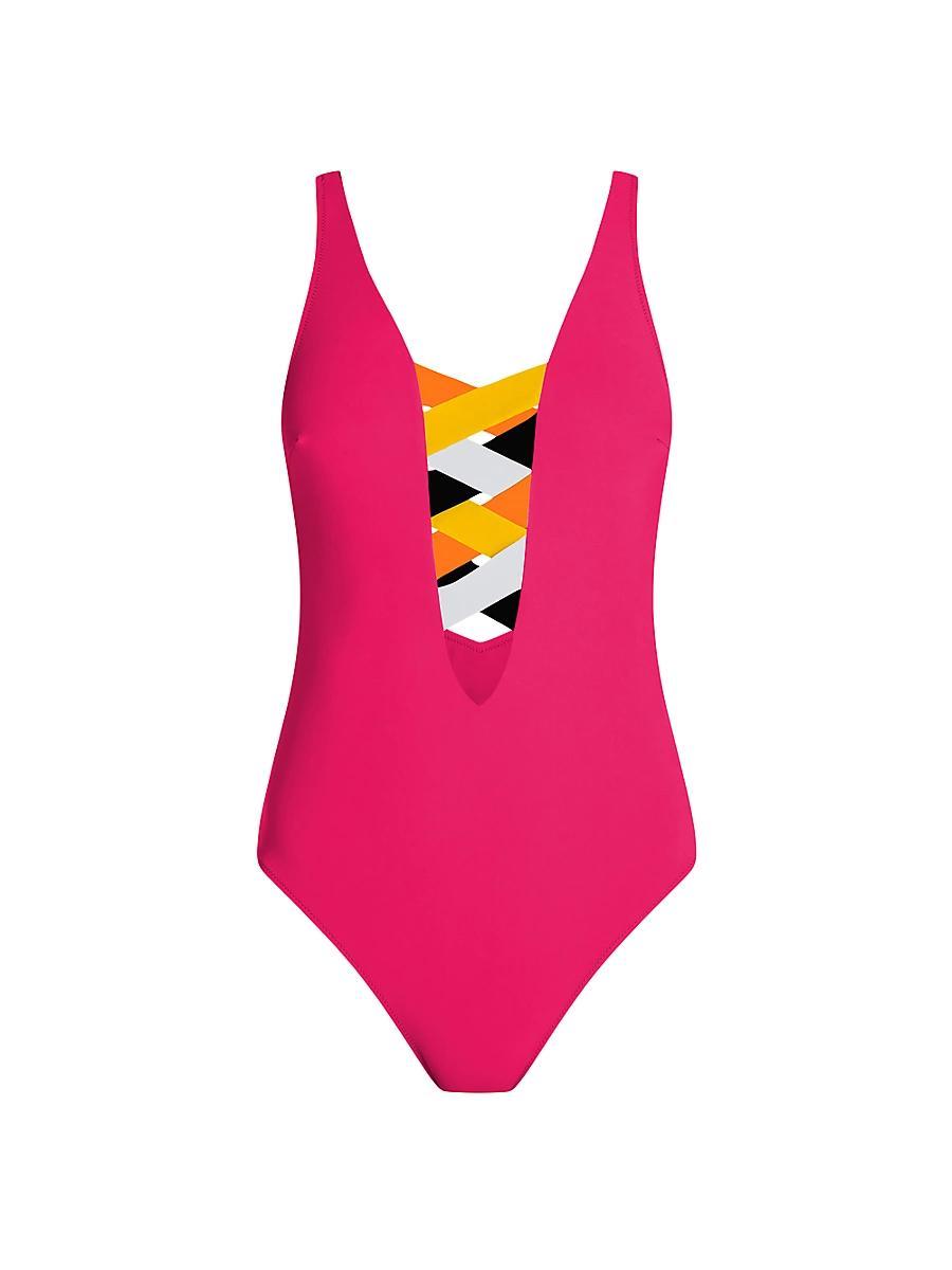 Womens St. Martin Lattice One-Piece Product Image