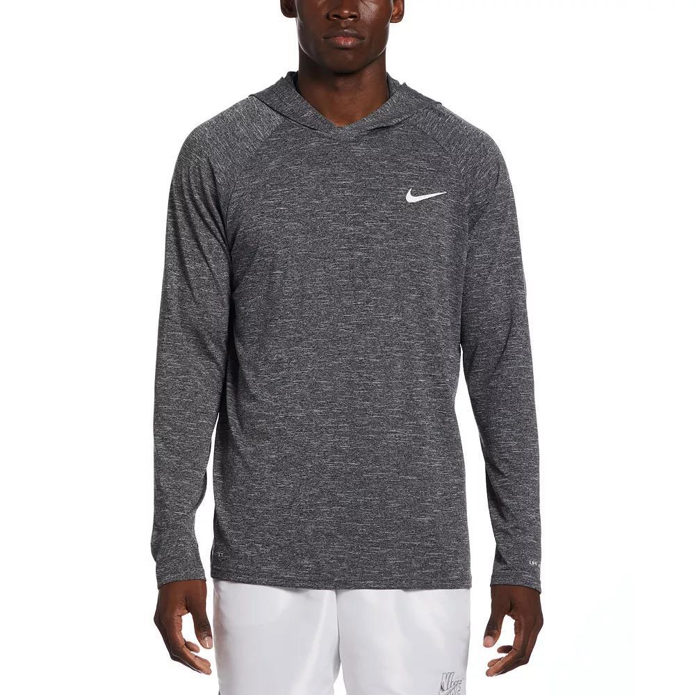 Men's Nike Heather Long Sleeve Hooded Hydroguard Shirt, Size: Large, Black Product Image