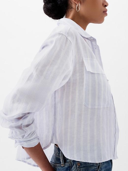 100% Linen Cropped Shirt Product Image