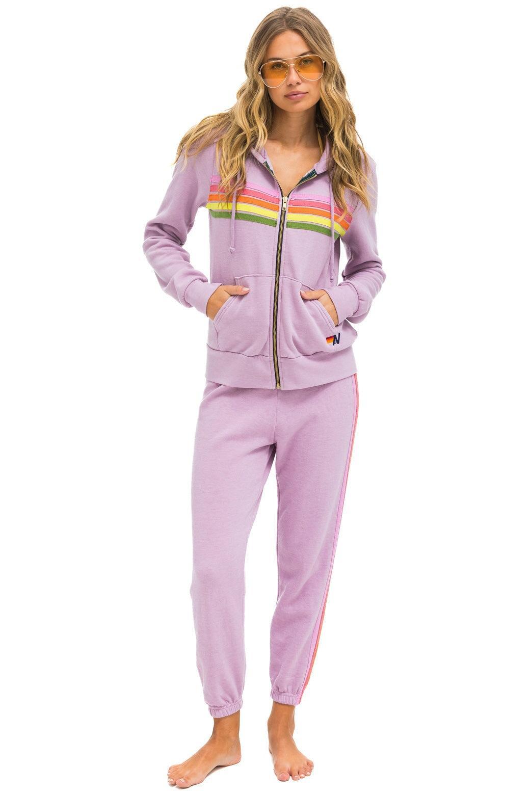 5 STRIPE SWEATPANTS - MAUVE // PINK // GREEN Female Product Image