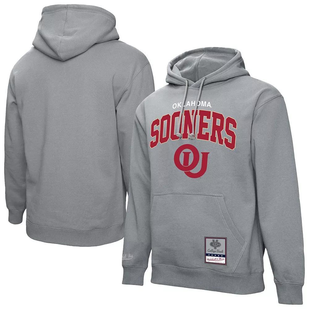 Men's Mitchell & Ness Heather Gray Oklahoma Sooners Classic Arch Pullover Hoodie,  Product Image