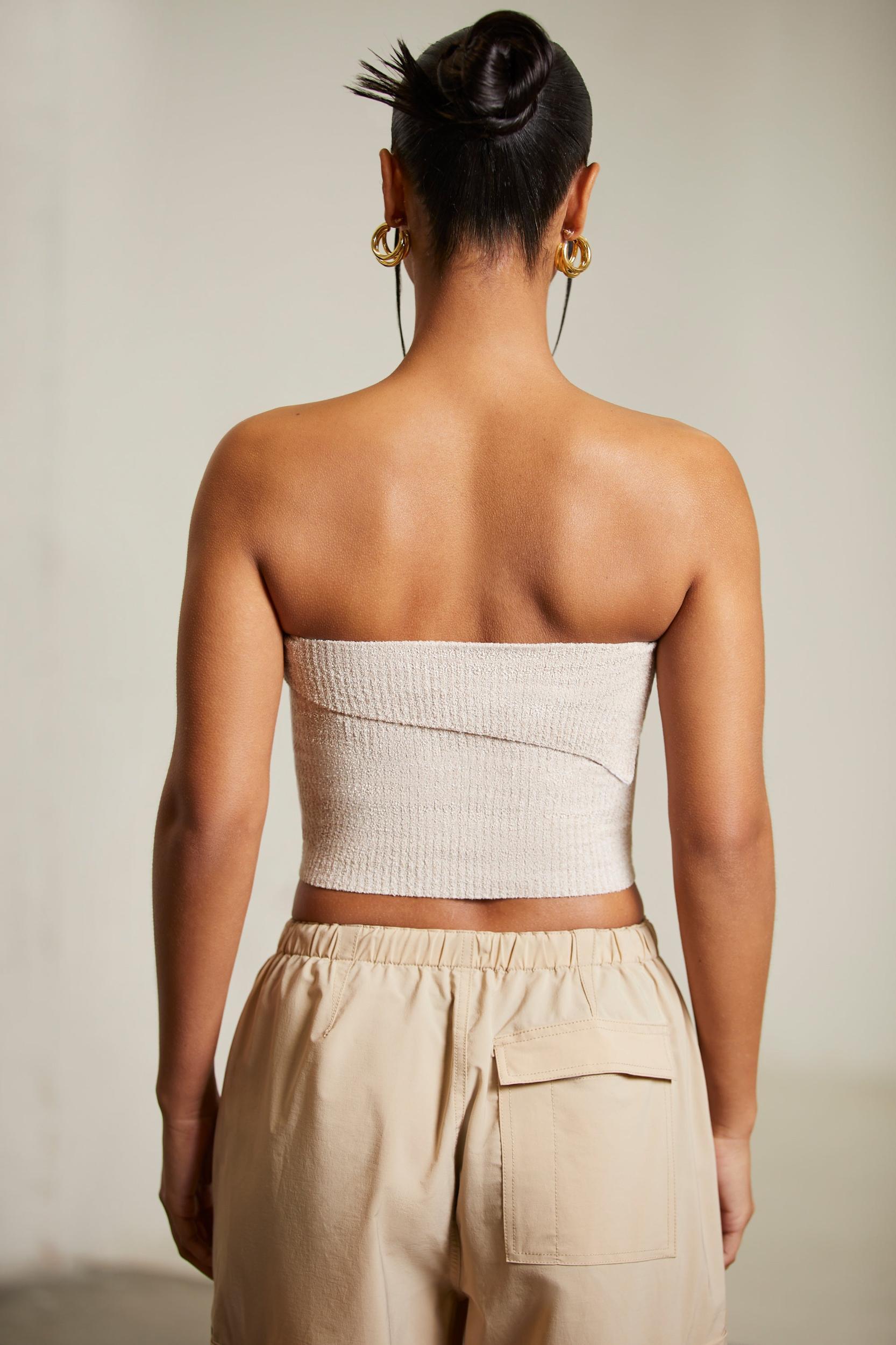 Overlap Bandeau Crop Top in Praline Female Product Image