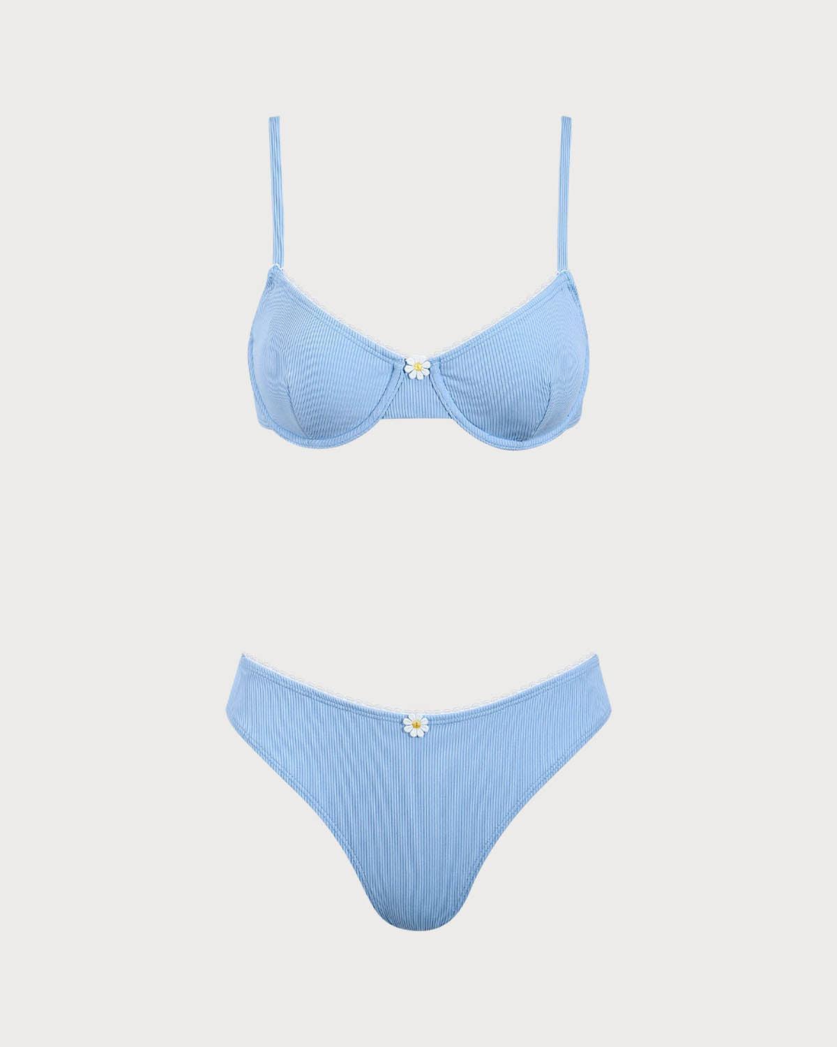 Blue Daisy Underwire Bikini Set Product Image