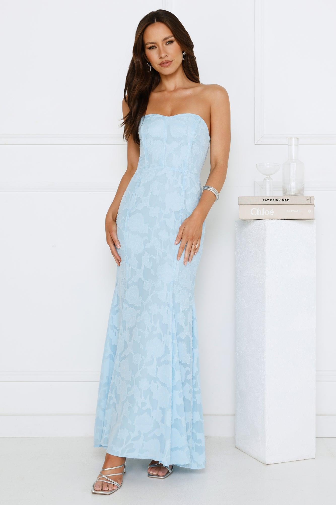Sea Kissed Strapless Maxi Dress Blue Product Image