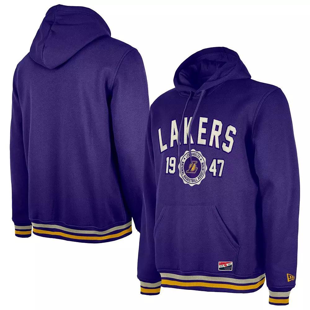 Men's New Era Purple Los Angeles Lakers Throwback Vintage Pullover Hoodie,  Product Image
