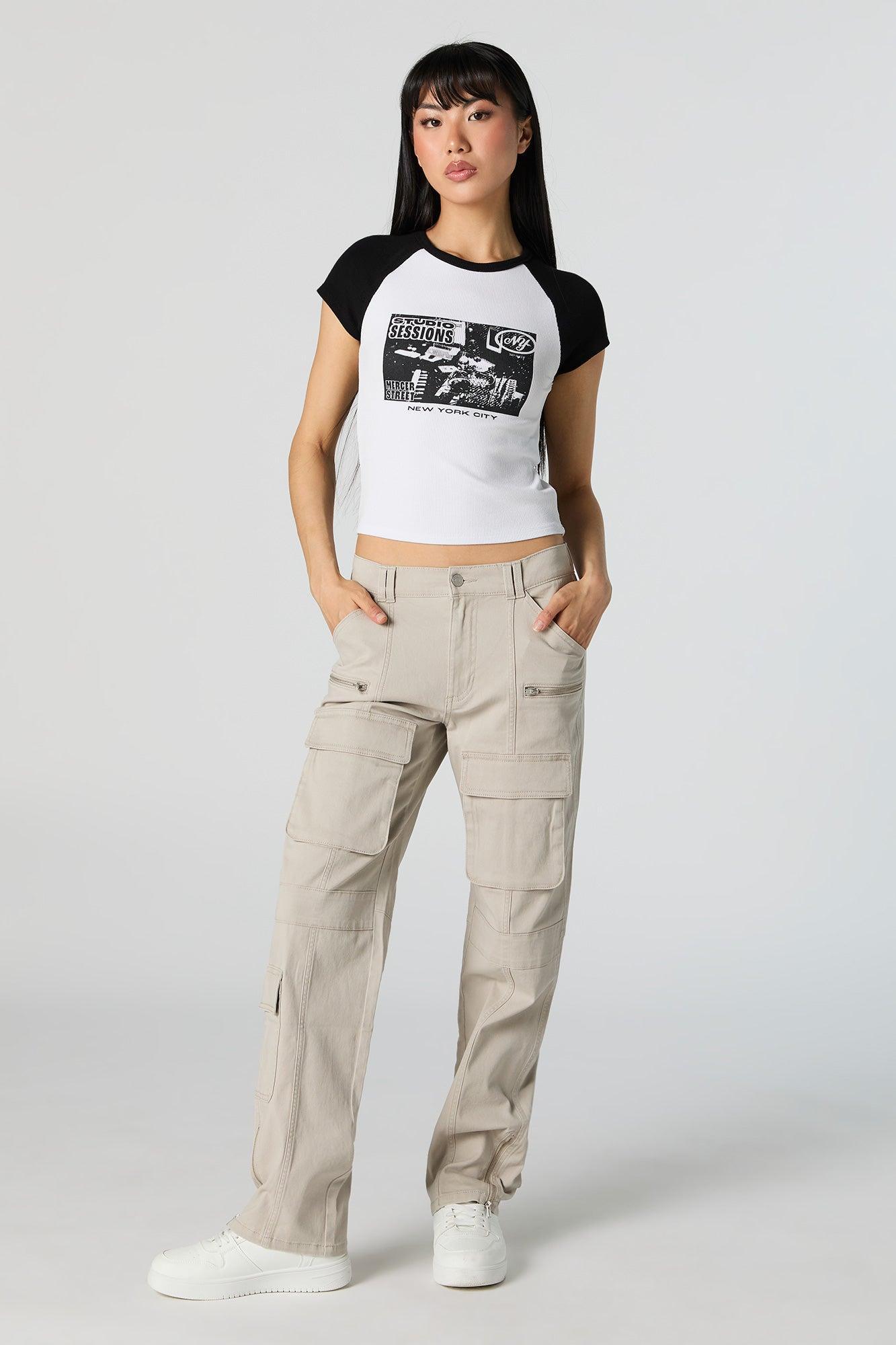 Zipper Hem Straight Leg Cargo Pant Female Product Image