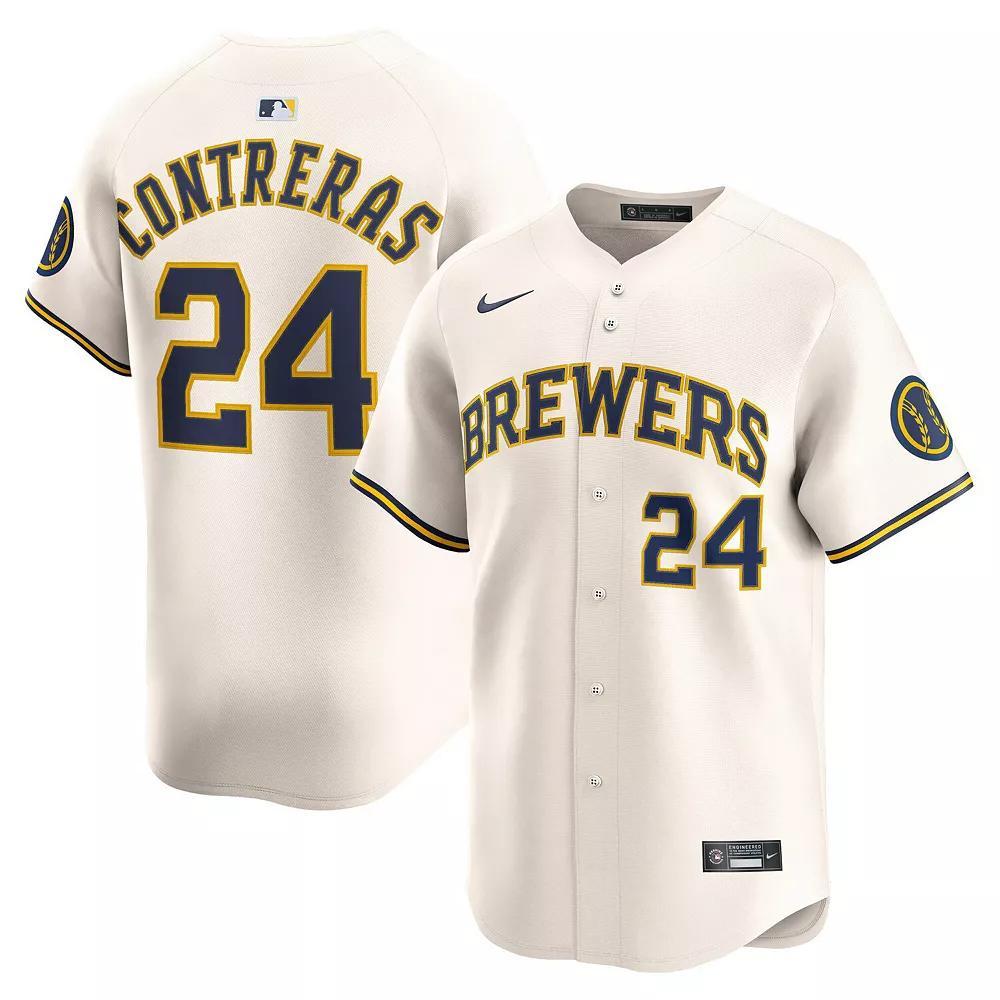 Men's Nike William Contreras Cream Milwaukee Brewers Home Limited Player Jersey,  Product Image