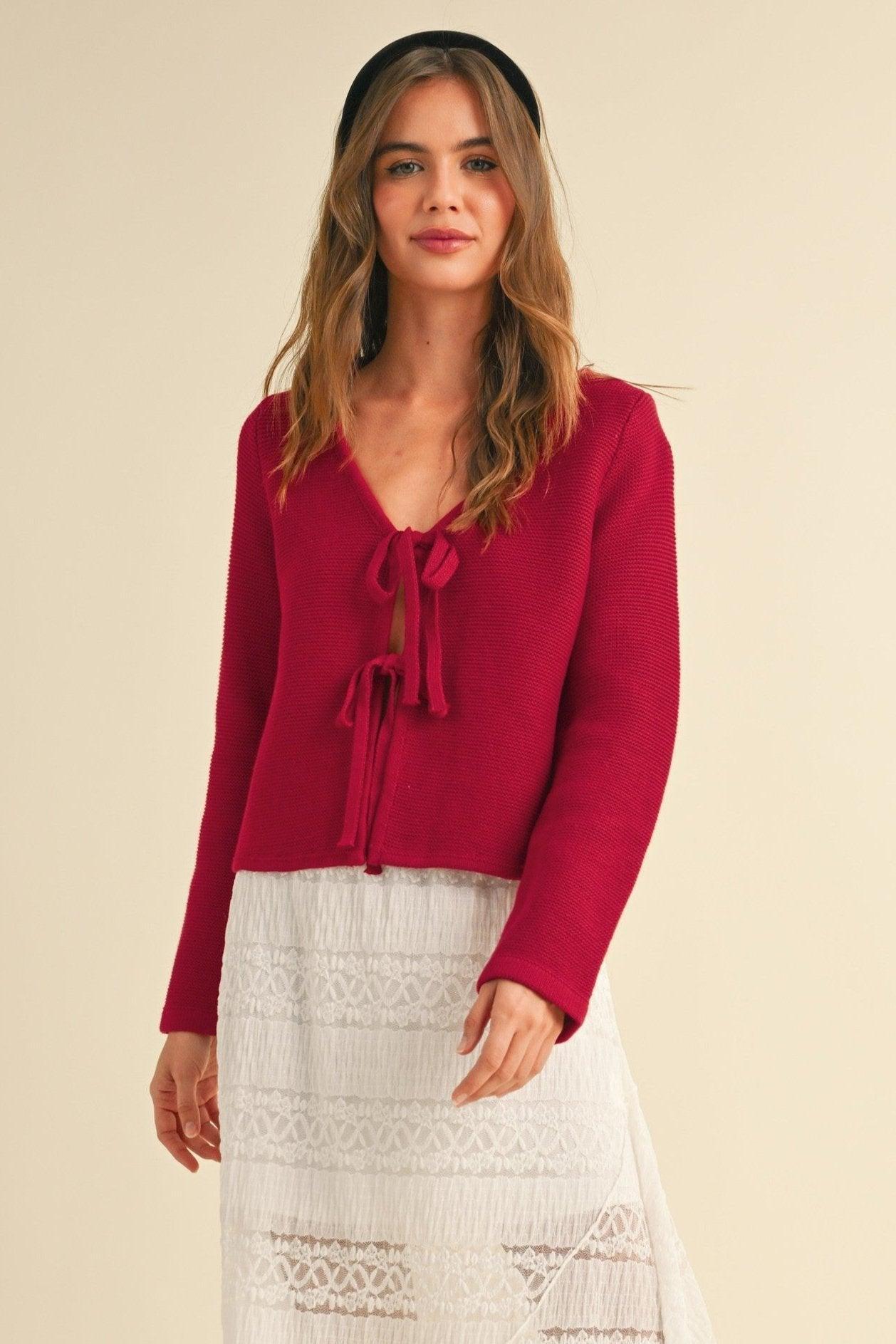 Tie Front Knit Cardigan Product Image