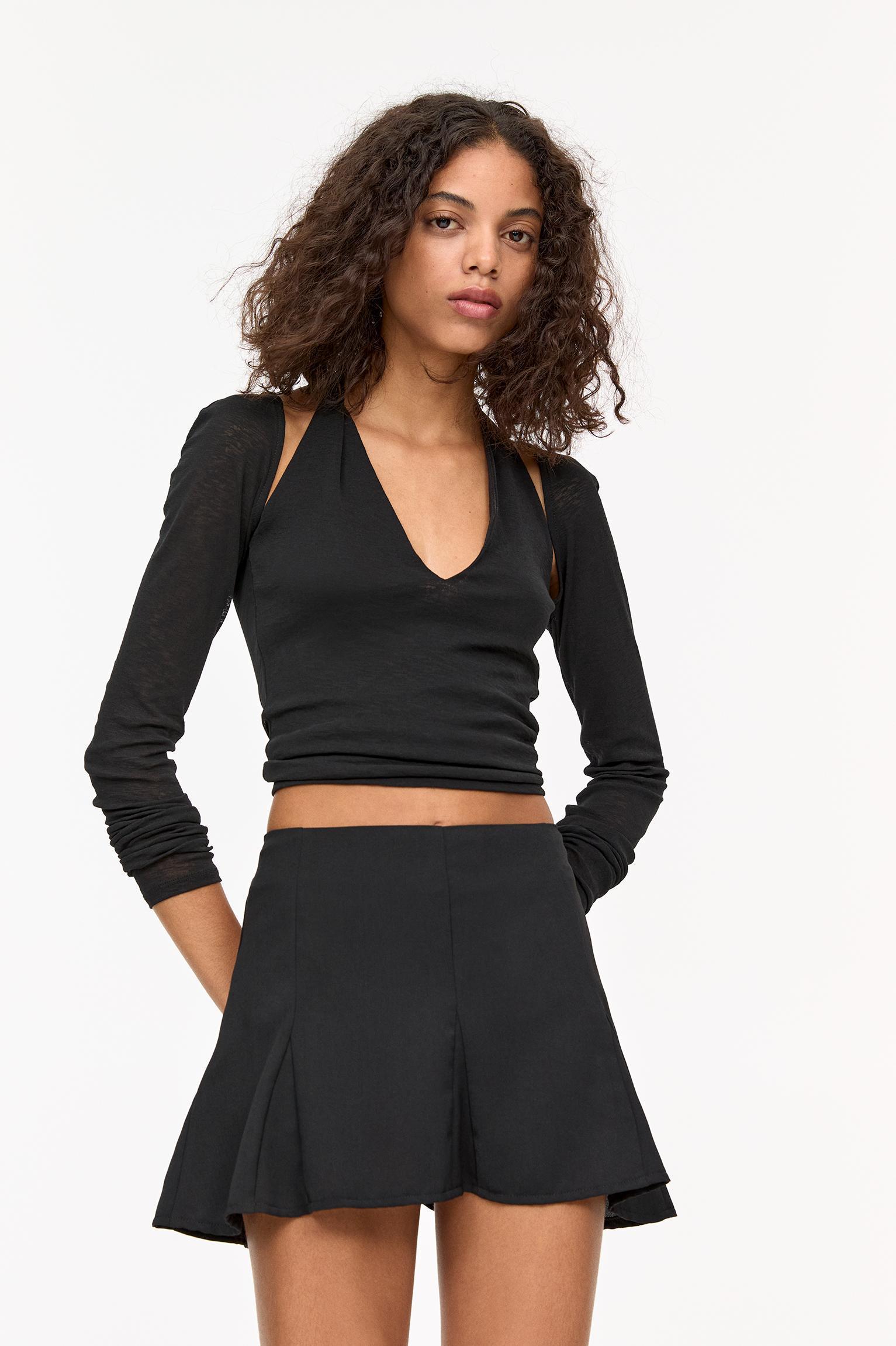 Flared godet mini skirt Product Image