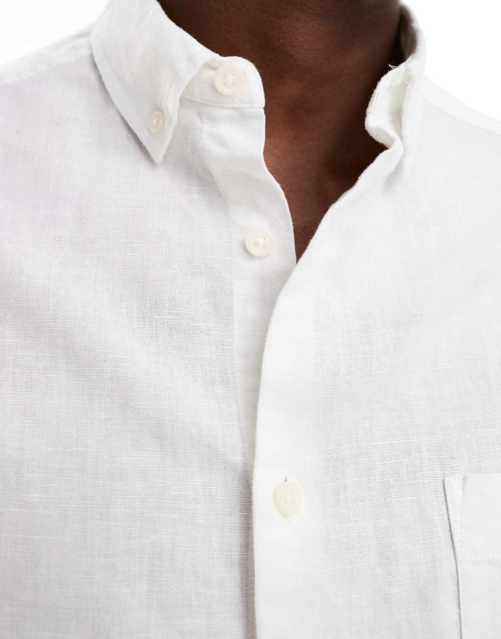 ASOS DESIGN 90s oversized linen shirt in white Product Image