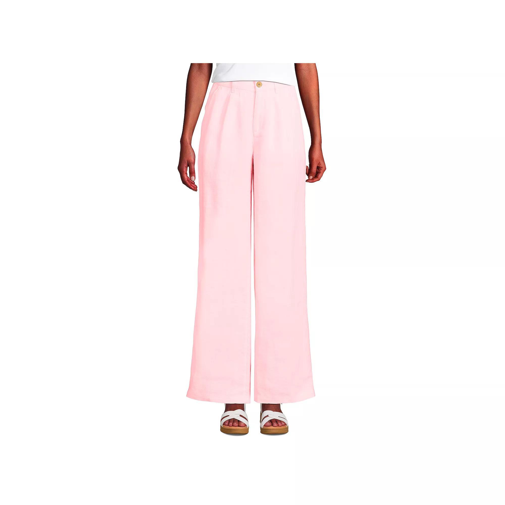 Women's Lands' End High-Rise Wide-Leg Linen Pleated Pants,  Product Image