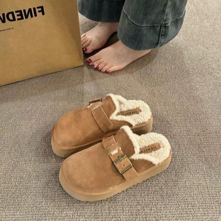 Platform Fleece Lined Mules Product Image