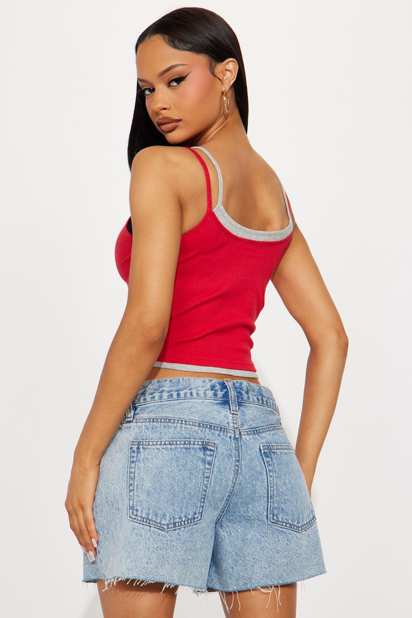 New York Layered Tank Top - Red Product Image