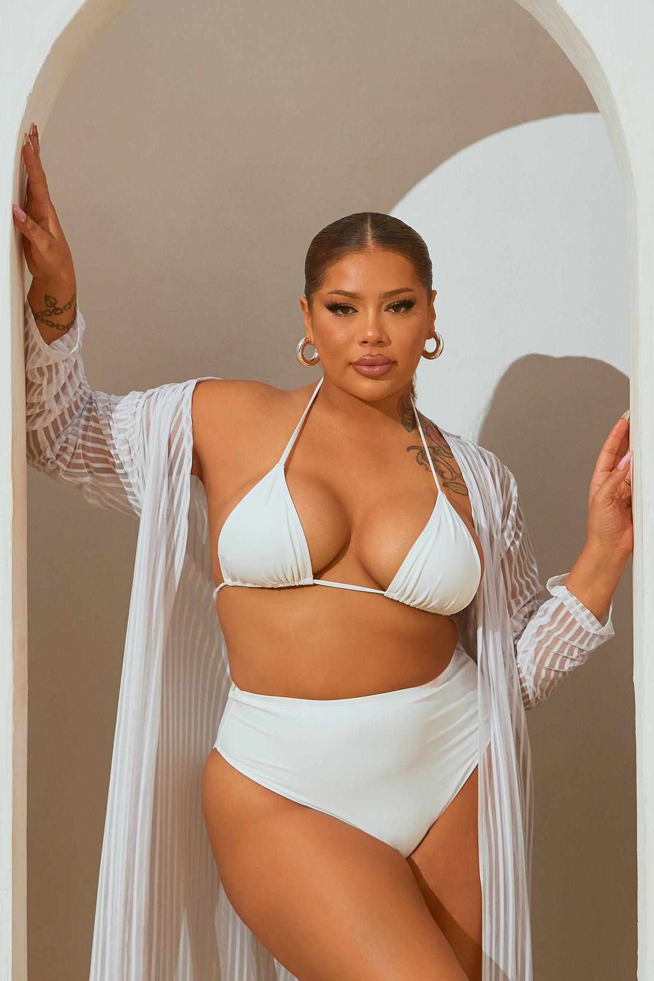 Beach Shade Stripe Cover Up Kimono - White Product Image