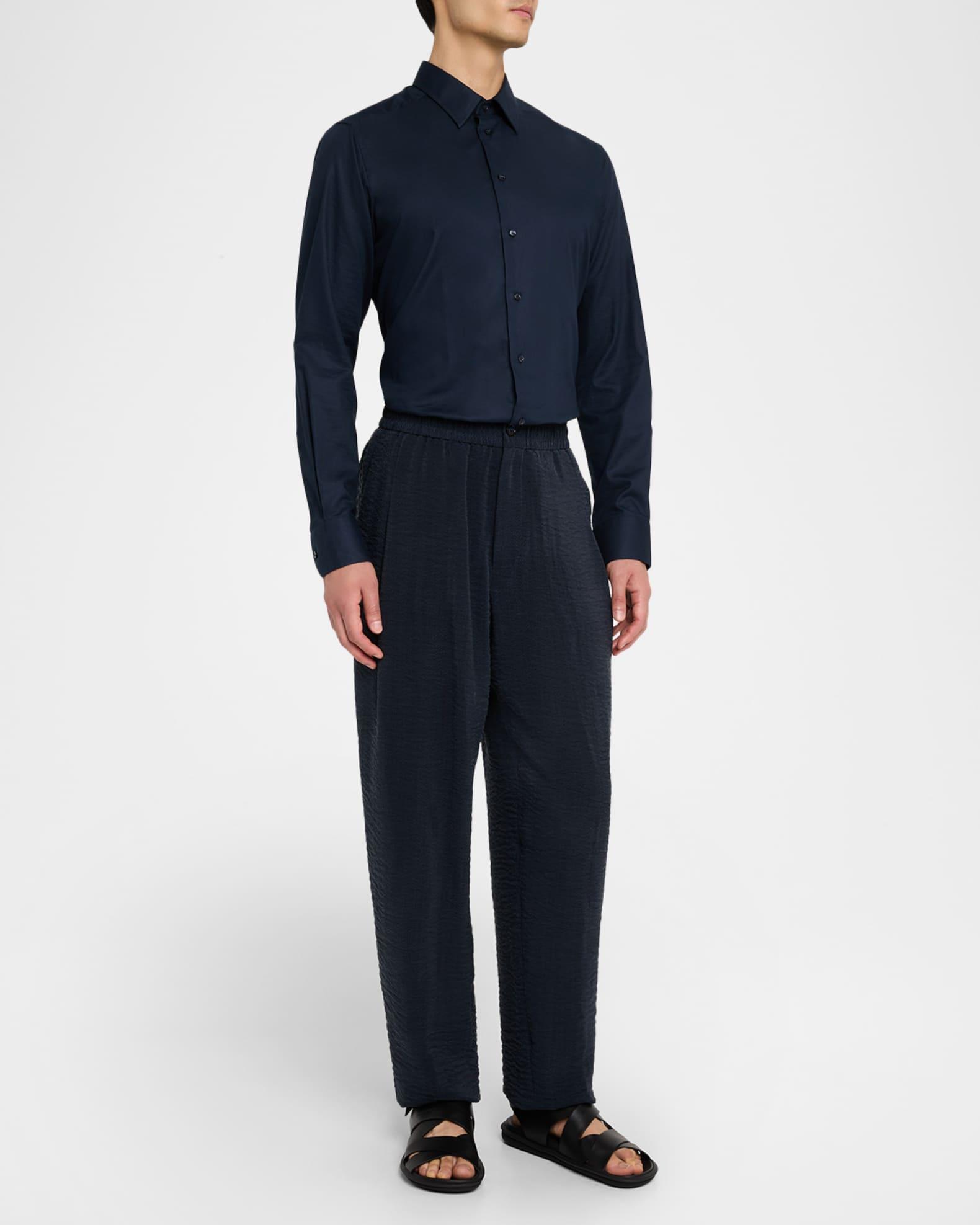 Men's Relaxed-Fit Herringbone Drawstring Trousers Product Image