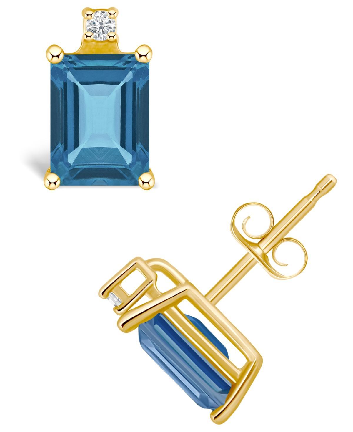 Celebration Gems 14k Gold Gemstone & Diamond Accent Stud Earrings, Womens, London Blue Topaz Product Image